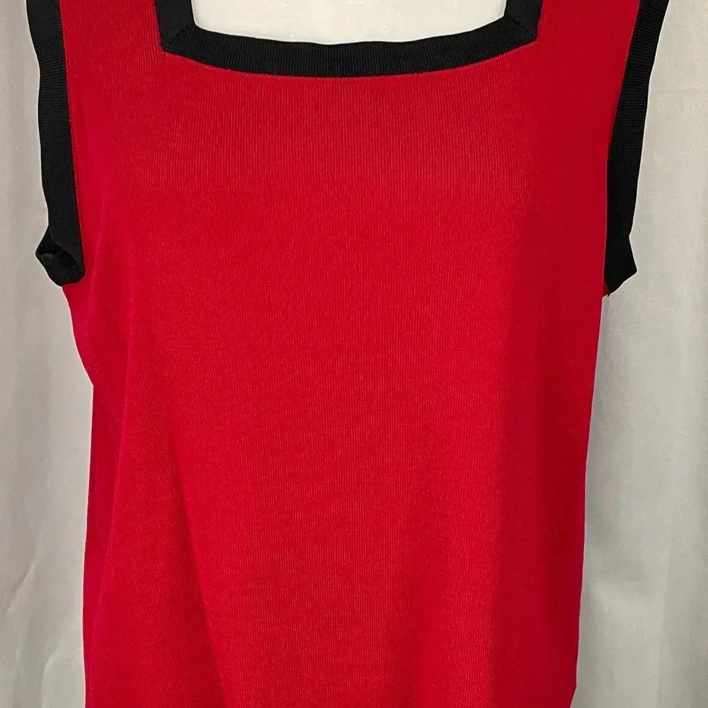 Dress Barn Red Square Neck Sleeveless Tank Top